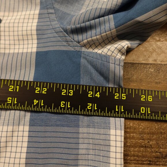 Orvis Short Sleeve‎ Woven Tech Shirt men's extra large captain blue check plaid - Picture 5 of 10